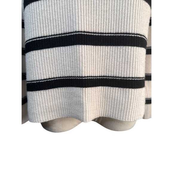 Laundry By Shelli Segal Medium Striped Half-Zip Ribbed Sweater White & Black - Picture 7 of 15